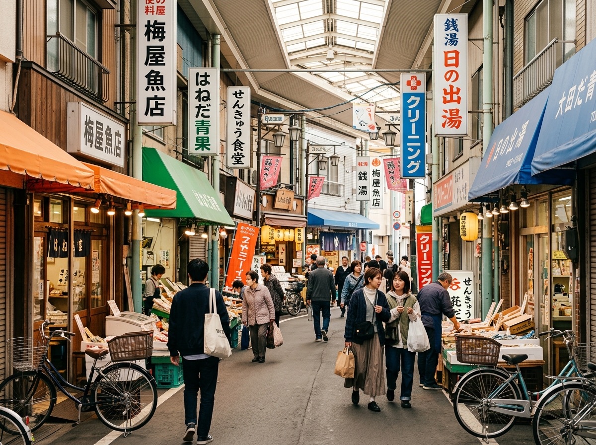 Illustration of Haneda Sando Edo-style airport shopping street
