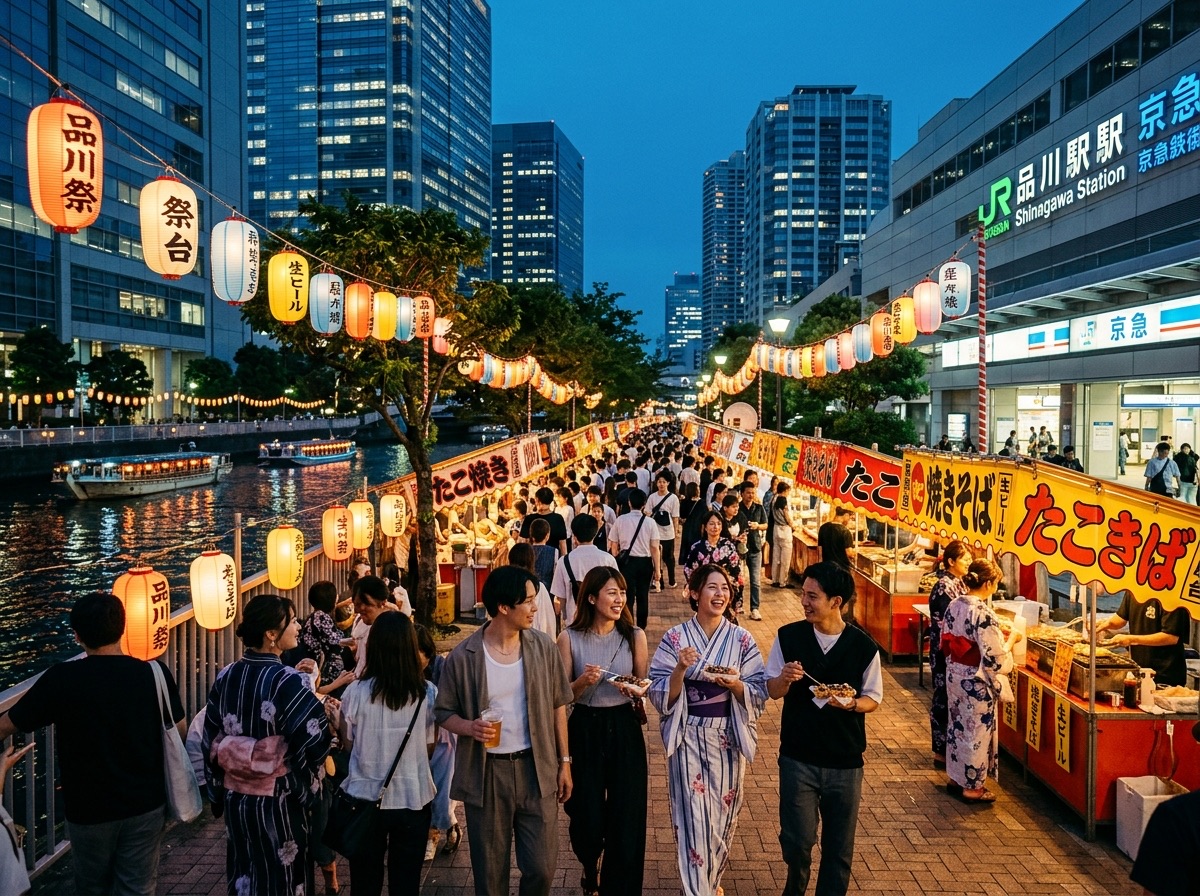 Illustration of Shinagawa Shukuba Matsuri autumn procession